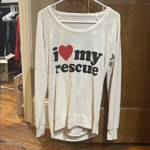 Cream Long Sleeve “I ❤️ my rescue” Open Back